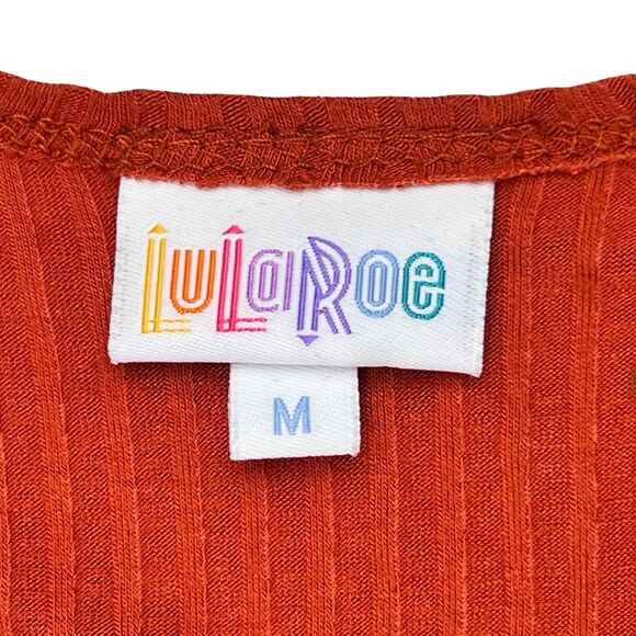 LulaRoe Ribbed Knit Duster Medium Boho Vest Flowy Open Front Side Slits Topper - Picture 8 of 11